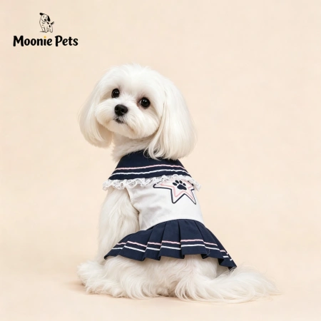 College feng shui hand-collar dog dress, summer thin lace pleated dress, small dog pet clothing College feng shui hand-collar dog dress, summer thin lace pleated dress, small dog pet clothing